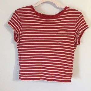 Cute red striped crop top